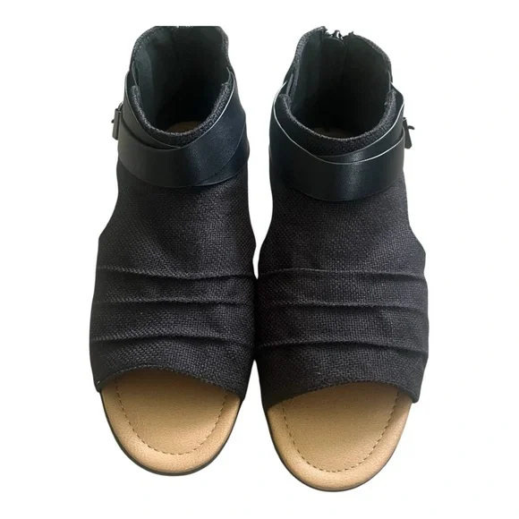 Comfortview summer sandals shoes 7.5 black canvas back zipper strap detail - Picture 9 of 16